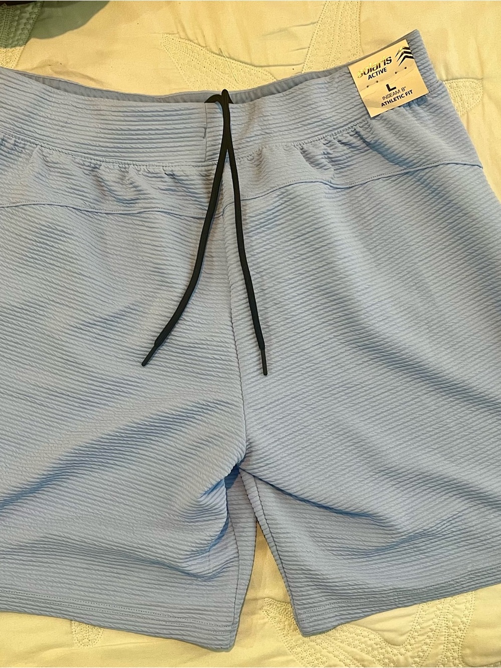 Men's Light Blue Athletic Shorts with Adjustable Drawstring - Active Fit